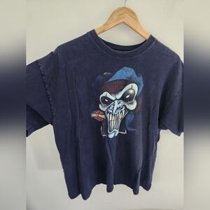 Vintage Y2K Harley Davidson Motorcycle Joker Double Sided Tee Sz XL/L Navy Blue